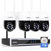 REIGY 5MP Kit Videosorveglianza Wifi Esterno con Visione Notturna a Colori e 1TB HDD, Sistema Sicurezza con 16CH NVR + 4x PT VideoCamera(2880 * 1620P), Telecamera Sorveglianza Audio Bidirezionale