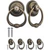 Fuxxer 4 maniglie antiche per mobili, anelli per cassetti, design in ferro e bronzo, 37 mm