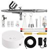Gohelper Mini compressore aerografo Silenzioso Professionale Kit Airbrush con Pulizia Pistola aerografo Doppia Azione per modellismo,Pasticceria,Unghie,verniciatura,Make up, Alimentare,Bambini