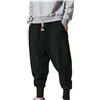 Generic Jogger Casual Cotone Lino Pantaloni Elastici Pantaloni Jogger Pantaloni Vita Del Passo Uomo Pantaloni Uomo Cargo Nero, Jsjm40701_b-nero, M