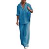 HEONSATI Completo Donna Cotone e Lino Sportiva Due Pezzi Completi Elegante Leggeri Elastica Tute Top e Pantaloni Lunghi Tuta in Lino Estiva da Casa Cotone Slim Fit Completi Casual Curvy Oversize