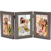 AiQInu Portafoto Pieghevole per 3 Foto (10x15 cm), Portafoto Pieghevole in Legno, Cornice Portafoto Multiplo da Tavolo, Design Moderno,Cornice Foto Pieghevole a 180°, per Compleanni, Matrimoni