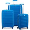 RONCATO B-FLYING Set 3 valigie trolley Grande Medio e Cabina Espandibili 4 Ruote, Rigidi con Chiusura TSA - Blu Cobalto