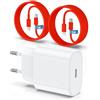 QZIIW Caricatore Per iPhone, adattatore veloce del caricabatterie 20W PD USB C Wall con 1M e 2M di tipo C per fulmine via cavo Lightning compatibile per iPhone 14 13 12 11 Pro Max XR XS X,iPad