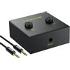 LiNKFOR 3.5mm Audio Switch Switcher con Pulsante Mute Commutatore Audio Bidirezionale da 3,5 mm con Cavo Audio da 3,5 mm Commutatore Audio Stereo da 2(1)-in-1(2)-Out per Computer Telefono