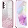SEAHAI Cover per Samsung Galaxy A16 5G/4G, Custodia Ultra Sottile ed Trasparente in Silicone TPU Morbido, Colori Sfumato Brillantini Motivo Carta Design Antiurto Case - Rosa