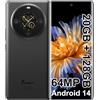 FOSSiBOT S3Pro Smartphone 6.67 Pollici 2K AMOLED(2025)+1.09 Schermo, 64MP AI Fotocamera, Android 14 Telefono cellulare, 20+128GB/1TB, 5000mAh, Octa-Core 2GHz/4G Dual SIM/NFC/GPS/FaceID/1800Nit.