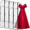 DUBUOZA Custodia Porta Abiti 4 Pezzi Bianco Borsa Porta Abiti Lungo 180×60cm,Adatto per abiti da sposa, abiti da sera, cappotti lunghi e abiti lunghi