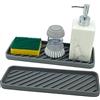 Leadfun Organizer Cucina Lavello Silicone 30cm x 11cm, Porta spugne Lavello Cucina, Porta Sapone e Spugna da Cucina Bagno, Tappetino Sgocciolatoio(Grigio, 2 pezzi)