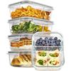 Vtopmart Set di 5 33OZ Contenitori Vetro per Alimenti con 2 Scomparti,Contenitori Ermetici per Alimenti con Coperchio,Adatti A Freezer,Microonde,Forno E Lavastoviglie,Senza BPA