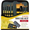 Exerz JH024 Set di pennelli per pittori - 10 pennelli professionali sintetici in una custodia protettiva da viaggio/perfetto per acrilico, acquerelli, tempera & pittura del viso