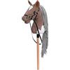 BEJOY Cavallo di peluche per cavallo, per hobby, cavallo in legno, per equitazione, per bambini, con cavezza e corda, marrone-bianco