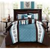 Chic Home Set con Lenzuola, piumone Alternativo a Blocchi di Colore con federe, 3 Cuscini Decorativi e Biancheria da Letto Doppia, Matrimoniale e King Size, Cotone, Marrone