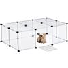Relaxdays Recinto per Conigli, Porcellini d'India, HLP: 37x110x75 cm, Estensibile, con Porticina, Trasparente, Bianco