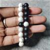 Bundela Gems Bracciali combinati Howlite & Black Onice Liscio Rotondo Gemma Perline...