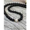 Mystery Of Gems Bellissima collana da uomo 18" con perle e tormalina nera e pietre preziose r...