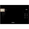 EVVO Microonde integrato Mi45 Vetro Bl, capacità 25 l, grill 1200 W, porta e telaio effetto lucido, multifunzione, 8 funzioni, timer 60 minuti, display digitale (finitura nera vetro)
