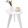 WDSHIYI Tavolino piccolo rotondo con ripiano inferiore, comodino per piccoli spazi, soggiorno, camera da letto, bianco, 39,9 cm P x 43,9 cm L x 43,2 cm H