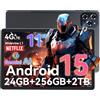 TABWEE W90 Tablet Android 15-11 Pollici FHD - 24GB RAM + 256GB ROM - Tablet in Offerta con Widevine L1, 4G LTE/5G WiFi, Octa Core T615, 8000mAh, Foto AI 16MP+8MP, TÜV, GPS, Gemini AI