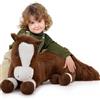MorisMos cavallo gigante XXL da 120 cm, morbido peluche, pony grande marrone scuro, regalo perfetto per compleanno, Natale, bambini, neonati