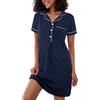 Jahetuul Camicia da Notte Donna Cotone Manica Corta con Bottoni Davanti Scollo a V Leggera e Confortevole Abito da Notte