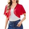 Aottori Bolero Donna Elegante Coprispalle Chiffon Maniche Corte Cardigan Estivo Corto Bolerino Cerimonia Giacca Trasparente Leggero per Matrimonio Cerimonia Rosso S