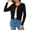 Aottori Cardigan Donna con Bottoni Elegante Coprispalle Manica Lunga Giacca Corta Tinta Unita Casual per Matrimonio Festivo Nero XL