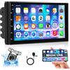 Podofo Autoradio 2 Din Android con Navigazione GPS, 7 Pollici Bluetooth Doppio Din Radio Auto con Schermo, Stereo Auto Supporto MirrorLink/FM/WiFi/USB/AUX/EQ/RDS/SWC + Fotocamera Posteriore + Mic