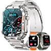 MEGALITH Smartwatch Uomo Chiamate Fitness: 1.96" IPS Impermeabile IP67 - Bluetooth Sport Contapassi Orologio Compatibile Android iOS Argento
