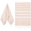 Eucomir Fouta Telo Mare Grande 90*180CM,Asciugamano da Spiaggia Antisabbia Leggero frange,Assorbente Colore Caramello