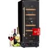 KLARSTEIN Cantinetta Vino Refrigerata a Zona Doppia per Interno/Esterni, Frigo Bar, Cantina Vino con Vetrina, Mini Frigo con Protezione UV, Frigorifero Piccolo Touch Control 5-22°C, 53L 17 Bottiglie