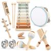 Joyreal Strumenti Musicali Bambini, Montessori Strumenti Musicali Percussioni Giocattolos, Percussioni in Legno con Tamburo, Xylophone , Percussioni per Bambini, 3 4 5 6 Anni Giochi Bambini
