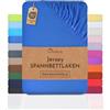 NatureMark Lenzuolo con angoli elasticizzati in jersey, in 100% cotone, in molti colori e misure, conforme all'Oeko-Tex Standard 100, 120 x 200 cm, Blu Reale