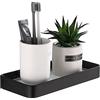 DUFU Mensola Bagno Adesiva Mensola Doccia Senza Foratura Organizer Antiruggine Stoccaggio Nessun Danno Vetro Temperato Alluminio Spaziale Accessori da Bagno 25cm Nero