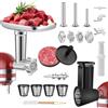 Xummi Tritacarne e grattugia formaggio, accessorio per miscelatore in piedi Kitchenaid con 4 piastre di macinazione, accessori tritacarne per accessori da cucina mixer con 3 tubi metallici e 3 lame