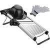 ADOV Mandolina per Verdure, Lame in Acciaio Inox Professionale Tagliaverdure Julienne con Guanti Sicurezza, Regolabile Multifunzione Cucina Affetta Verdure per Tagliare Grattugiare Patate Frutta