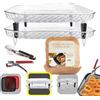 FRYUP® Griglia Air Fryer quadrata [21x21cm] [SuperPack] - Compatibile con COSORI [5,5L, 6L, 6,4L]- Griglia per friggitrice ad aria - Accessori Friggitrice ad aria quadrata senza olio - Pinze + 50