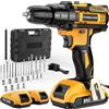 JYGMPRO Trapano Avvitatore Batteria 21V, Avvitatore a Batteria con 2 Batterie da 2.0Ah, 42N.m di Coppia, 2 Velocità, 25+3 Coppia, 30 Accessori, Luce a LED, Per il fai da te, in Casa e Giardino