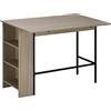HOMCOM Tavolo da bar con contenitore Tavolo da bistrot Isola centrale con piano laterale pieghevole e 3 ripiani - 120 x 76 x 91,4 cm
