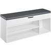 TecTake 800859 Scarpiera con Molto Spazio, Panchina Universale, 3 Scomparti Aperti e Estraibile, Morbido Cuscino per la Seduta Imbottito, Stabile e Sicura (Bianco)
