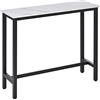 HOMCOM Tavolo da bar Tavolo alto da cucina Tavolo da bar - dim. 120L x 40L x 100H cm - struttura in acciaio nero, piano in marmo bianco
