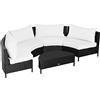 Outsunny Divano da Esterno in Rattan, Set 5 Pezzi con Pouf, Salottino per il Giardino Nero e Bianco 96cmx 68cmx 65cm