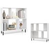 KOMFOTTEU Libreria Aperta con 4 Scomparti, Libreria a Cubi in legno con Dispositivo Antiribaltamento, Gambe in Metallo, Arredamento Casa, Scaffale da Ufficio, 90 x 30 x 90 cm (Bianco)