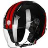 ILM Casco Moto Jet con Visiera Vintage Donna Uomo Scooter Omologato ECE,Modello WT506,Nero Rosso,XL