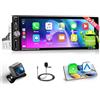 Fuluku 1 Din Android Autoradio con Wireless Carplay Android Auto, 6.9 Pollici Touch Screen Radio con Bluetooth/WiFi/FM/RDS/EQ/Mirror Link/GPS/Telecamera di Retromarcia/MIC/USB