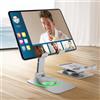 HOTUT Supporto Tablet, Supporto Cellulare Scrivania Pieghevole, Girevole a 360° Regolabile Porta Cellulare Scrivania, Dock Telefono da Tavolo Per iPad 10.2/9.7、Pro 13/12.9/11 - Argento
