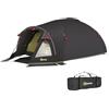 Outsunny Tenda da Campeggio a Tunnel per 2-4 Persone con 2 Stanze, Tenda Campeggio Familiare 4 Posti Impermeabile 3000mm con Porta a Rete, Finestre Laterali e Borsa di Trasporto, 330x190x120 cm, Nero