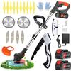 Ginzyaiy Decespugliatore a Batteria， 21V Tagliabordi a Batteria, Decespugliatore Elettrico con 2 2.0Ah Batterie e 3 Tipi di Lame, Altezza regolabile e testa girevole a 90°Per Il Taglio Di Giardini