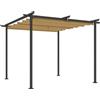 Outsunny Gazebo Pergola 3x3 m con Tetto Scorrevole, Fori di Drenaggio, Picchetti e Viti, Pergolato da Giardino in Poliestere 180g/㎡ e Metallo, UV30+, per Patio, Balcone, Terrazzo e Esterno, Beige