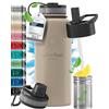 BeMaxx Bottiglia Acqua Termica INOX ACTIVE FLASK + Cannuccia (3 Tappi), Senza BPA, 1l/500ml | Borraccia Isotermica Acciaio - Caldo/Freddo, Ufficio Outdoor Sport Bicicletta viaggio fitness, Caffe Te